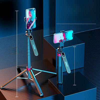 P185 Handstabilisator: Mobiles Kamera-Quadripod aus Aluminiumlegierung und Bluetooth-Selfie-Stick mit Fülllicht