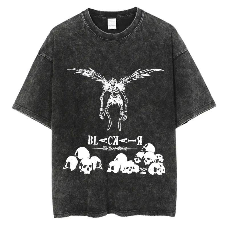 New Arrival Mens Clothe Tee Shirt TShirts Men Tshirt for Men Ropa Hombre Vintage Washed Death Note Anime Graphic Printing