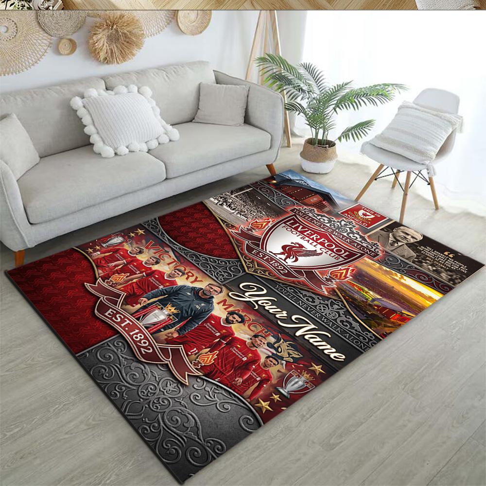 Liverpool Fc Customize Text Floor Mat Suitable For Balcony Dormitory Bedrooms Hallway Antislip Rug Decorate Offices Gift For Festivals