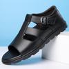 Summer New Men's Business Casual Leather Sandals Hollow Out Breathable Roman Sandals British Flats Shoes