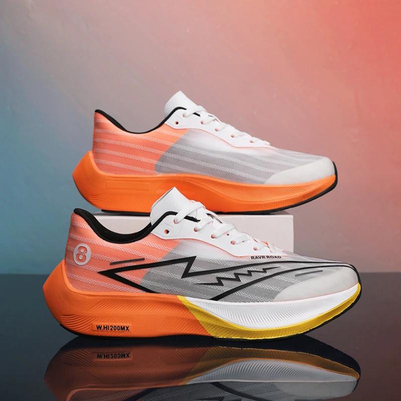 Fashion Men Sneakers Full Palm Carbon Plate Running Shoes Women Lightweight Tennis Shoes Marathon Racing Shock-absorbing Training Shoes