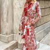 Spring and Autumn Women Dress Fashion Printed Bohemian Long Shirt Dresses