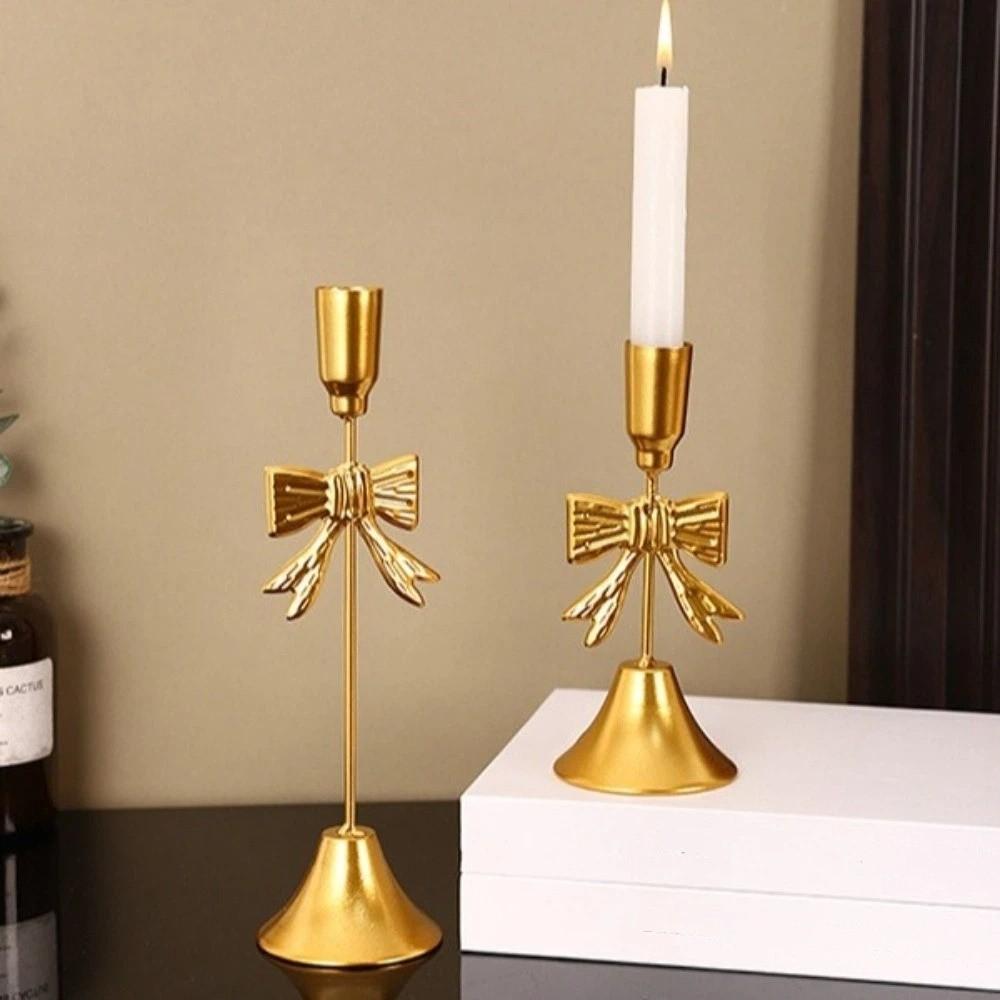 Vintage Candle Stands Electroplated Candlestick Holder Bowknot Candle Holders  Table Decor