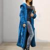 Women Sweater Jacket with Pockets Mid Length Hooded Knitted Twisted Texture Solid