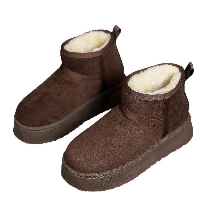 Winter new big-headed snow boots thick-soled velvet thickened bread cotton shoes women's warm short boots