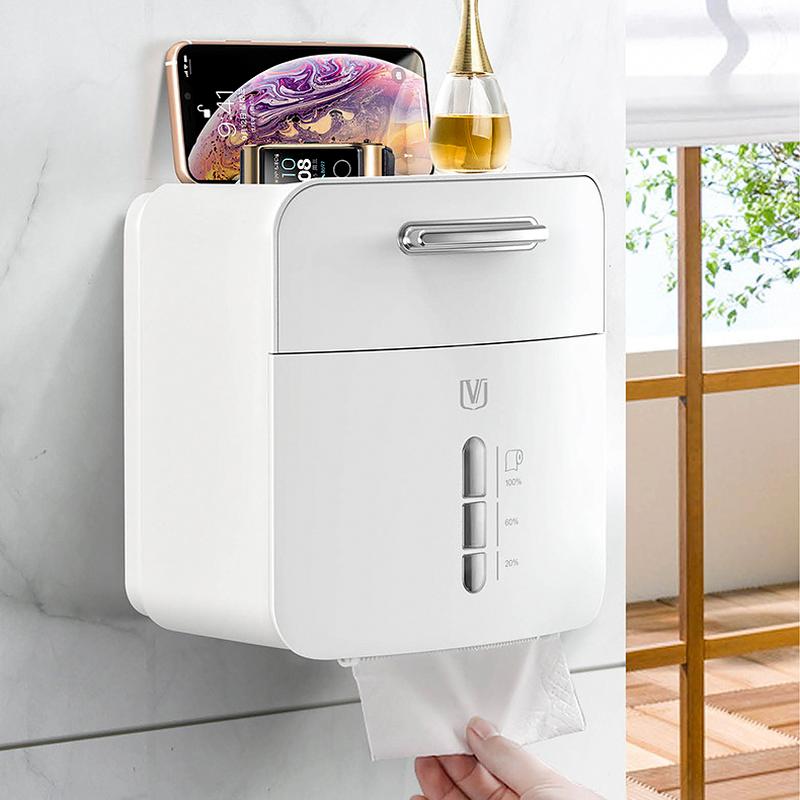 New Toilet Tissue Box Waterproof Bathroom Toilet Hole-free Wall-hanging Multifunctional Toilet Roll Paper Drawer
