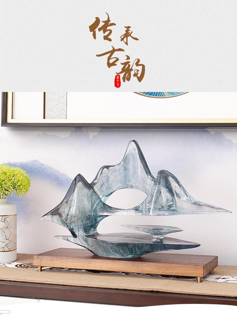 Cloud Mountain Resin Landscape: Artistic Living Room & TV Cabinet Decoration
