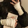 1 Pairs Soft Winter Half Finger Gloves Women Warm Luxury Solid White Plush Knitted Fingerless Gloves Wrist Mittens