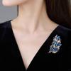 Retro Off-Ear Brooch High-End Female Personality Crystal Leaf Corsage Niche Design Sense Pin Temperament Suit Accessories
