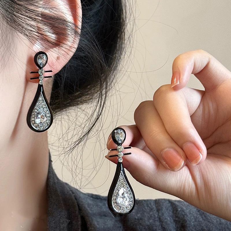 Ancient style super fairy bamboo flower pearl fringed stud earrings ear hook explosion Chinese style versatile earrings earrings