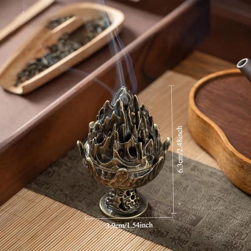Vertical Incense Burner Mini Alloy Hollow Incense Holder Portable Tabletop Ornament Home Aromatherapy Burner Desk Decoration