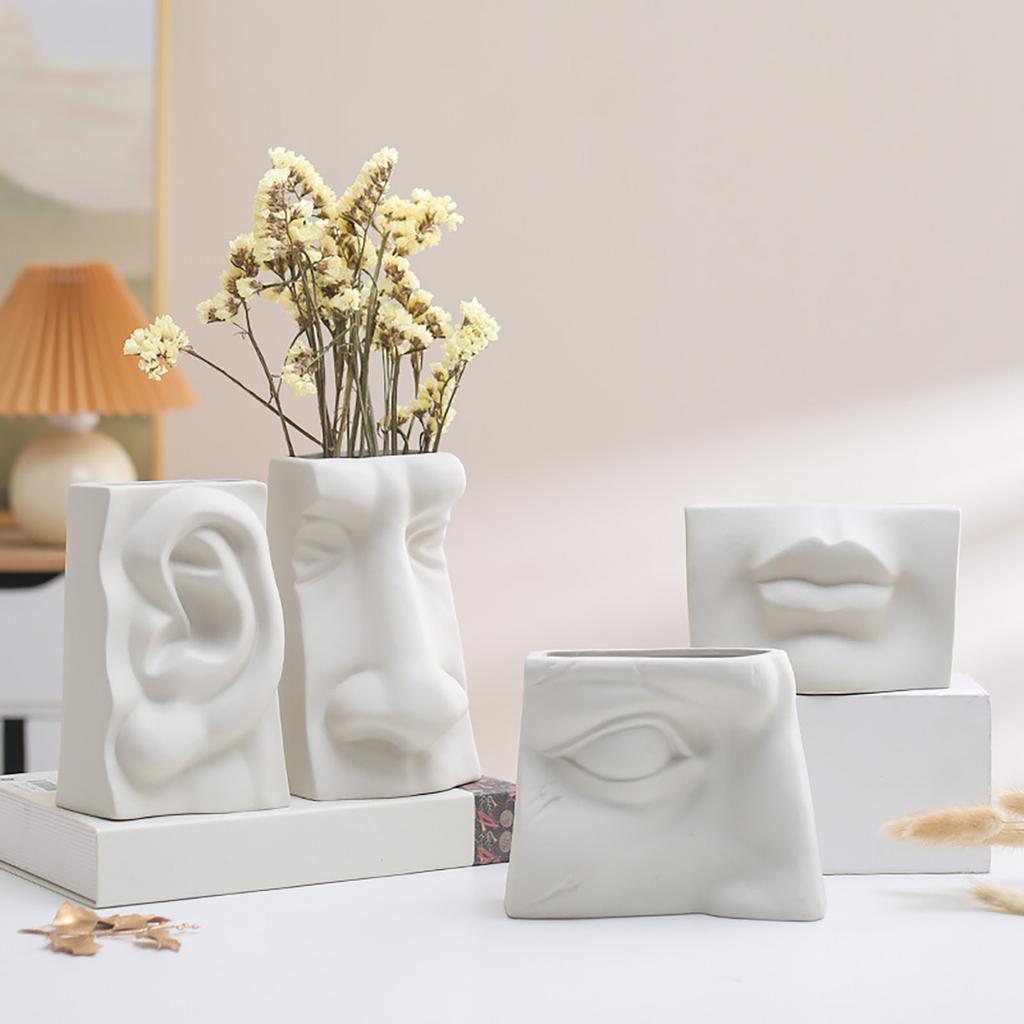 Ceramic Flower Vase Human Face Vase Minimalist Decorative Hydroponic Flower Arrangement Container