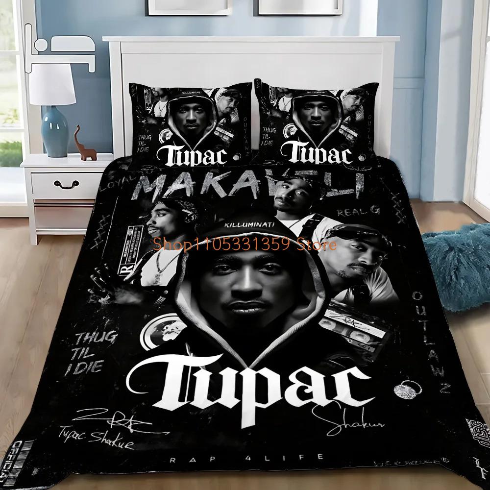 Squisiti Set Lenzuola 3D Tupac Carta da Parati Hip Hop 2Pa C Musica Stampa Digitale Copripiumino Piumone Letto Ragazze Ragazzi Regalo