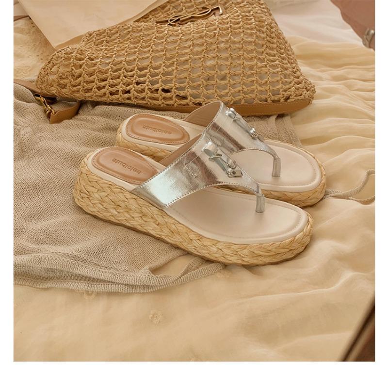 

Обувь на толстой подошве с увеличением роста, женские шлепанцы, женская обувь, шлепанцы 40 серебряный