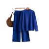 Wind Women's Suit Autumn and Winter New Round Neck Loose Knitted Sweater Casual Wide-leg Pants Two-piece Set