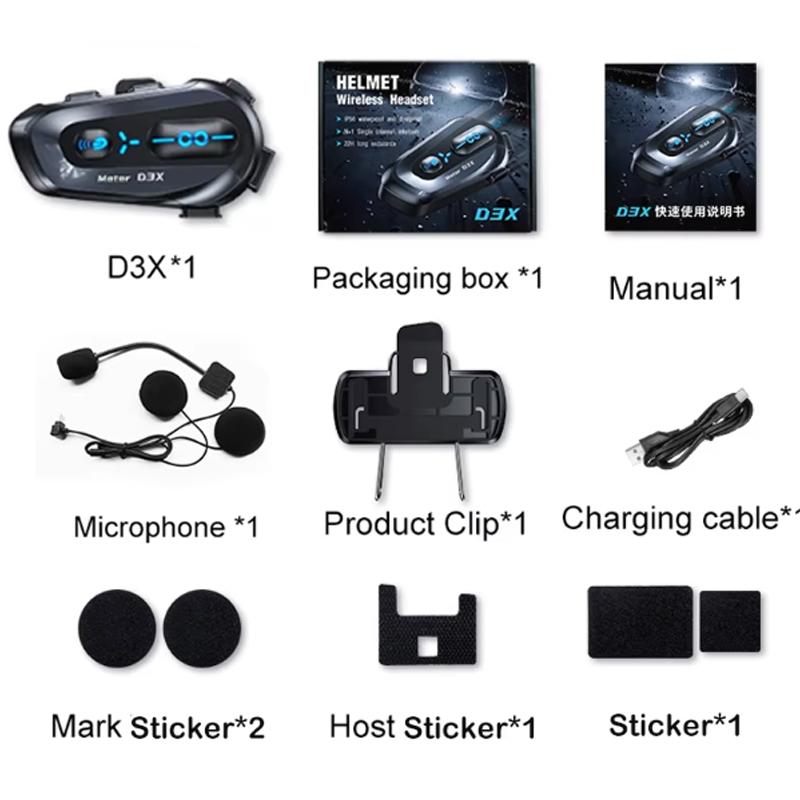 1/2PCS Motorcycle Helmet Intercom Headset 600M Half Duplex Multi-person Interphne V5.4 Intelligent Voice Assistant Headphone