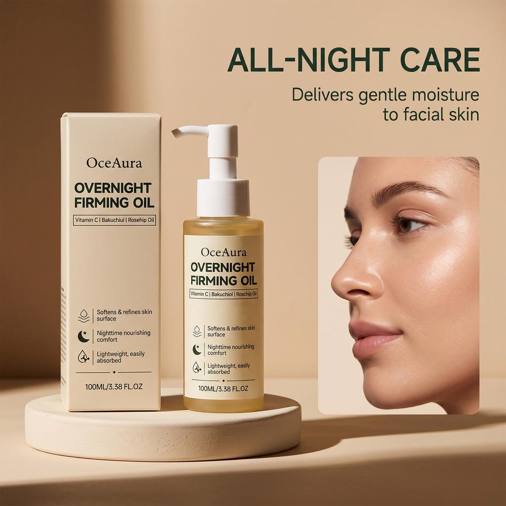 Overnight Nourishing Firming Face Oil Vitamin C Bakuchiol Rosehip Glow Restore Anti Aging Moisturize Repairing Facial Serum Oil