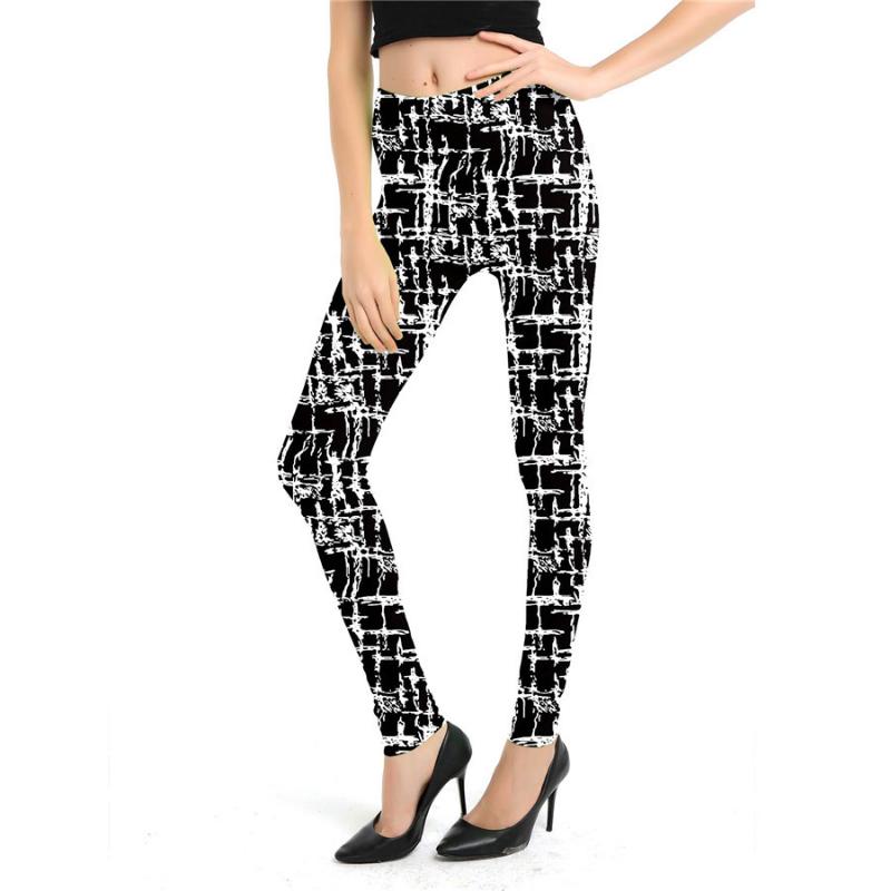 Fashion Geometric Striped Plaid Printed Leggings Stretch Pants Leggings High Waist Elasticity Pants Soft Trousers for Women Tights Fitness Yoga Pants