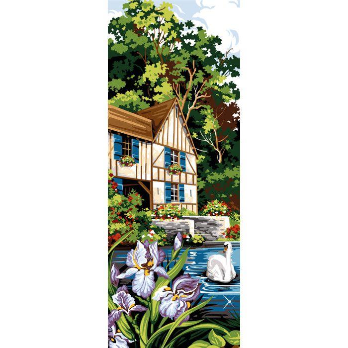 Canevas antique Les volets bleus 25x60cm