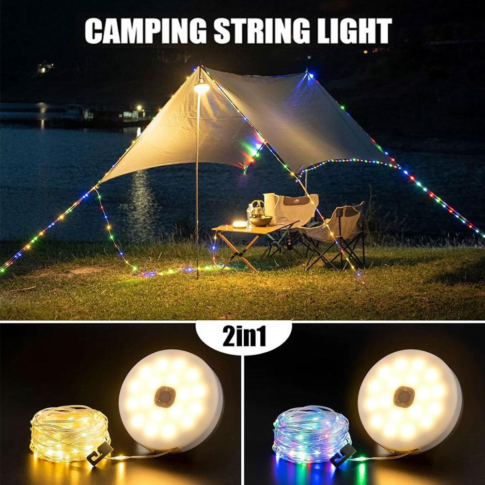 Solar Camping Lights For Tent 1Pc 4 in 1 Solar String Lights Outdoor 8 Lighting Modes