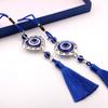 Demon Eye Lucky Charm Protection Tassel Crystals Feng Shui Car Room Decor Turkish Blue Eye Retro Glass Pendant Home Decor Gift