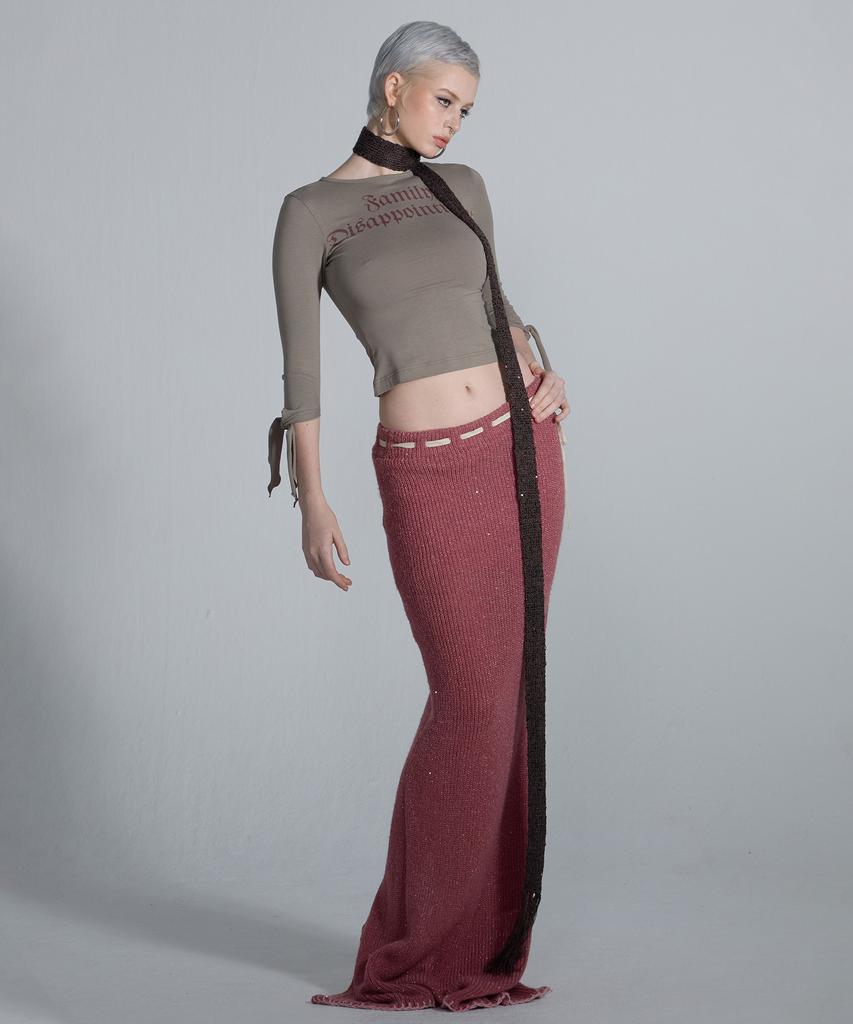 Sculpter Sequin Maxi Wool Skirt Fuchsia