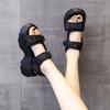 Platform sandals women's 2025 summer new Korean version Velcro fashion outer wear inner height increase muffin Roman shoes