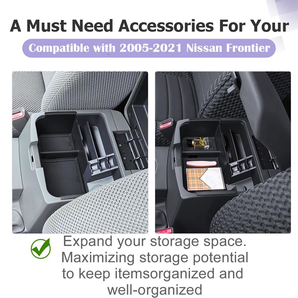 Center Console Organizer Tray for 2005-2025 Nissan Frontier Armrest Storage Box Center Console Interior Phone Holder Accessories