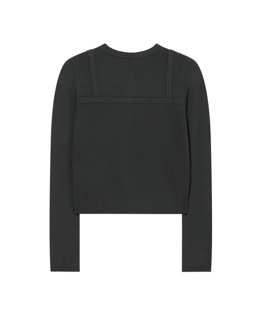COVERNAT WOMAN Layered Round Neck Knit Charcoal
