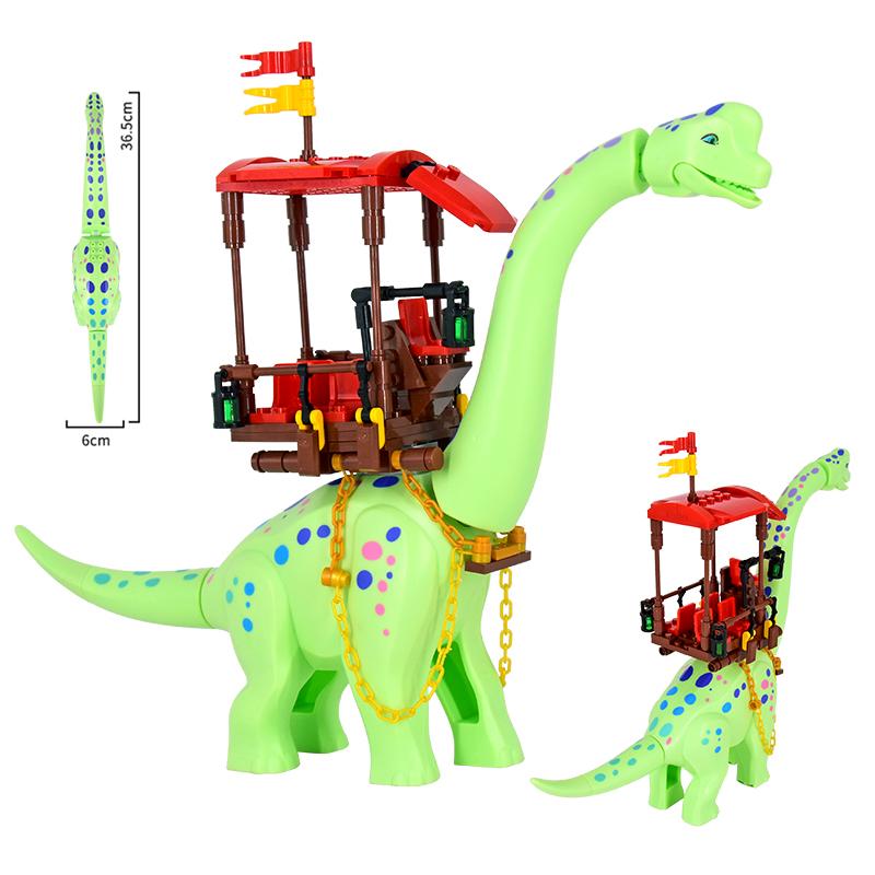 MOC Jurassic Dinosaur World Yellow Brachiosaurus Seat Set Brick Dinosaur Park Character Toy Children's Gift