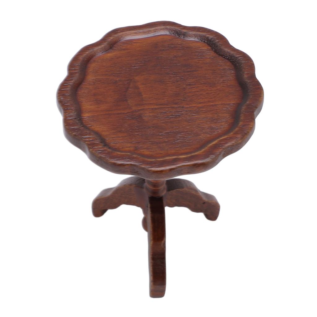 1/12 Scale Mini House Miniature Round Wooden Coffee Table Miniature Dollhouse Furniture Dining