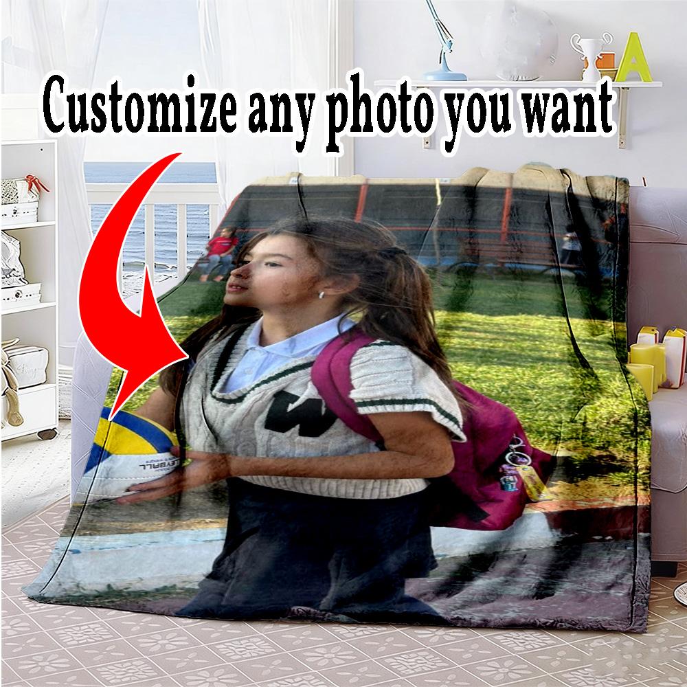 Customize Photos Personalized picture Blanket Cozy Personalized Blanket Comfortable Versatile for Living Room Nap Home Decor Sofa