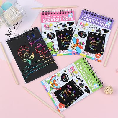 Children Scratch  Arts  Drawing  Paper Creative Colorful Graffiti Fun Diy Coils Painting Book For Party Favor Activities Game Gifts