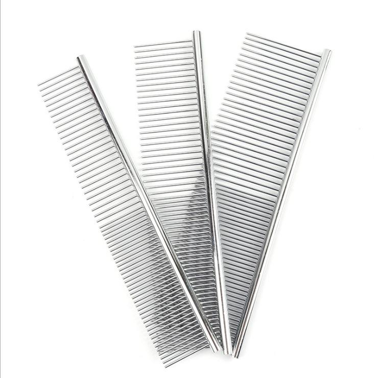 19/16cm Stainless Steel Dematting Comb for Long Thick Hair Pet Grooming Brush for Dogs and Cats To Remove Fur Ideal for Shaggy