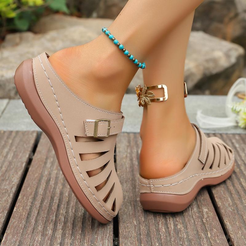 Fashion 2025 New Summer Women Slippers Fashion Closed Toe Sandals Slip on Platform Slippers Comfortable Vintage Wedge Shoes Slides Women