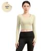Cross-Back Yoga Long Sleeve Top with Chest Pad