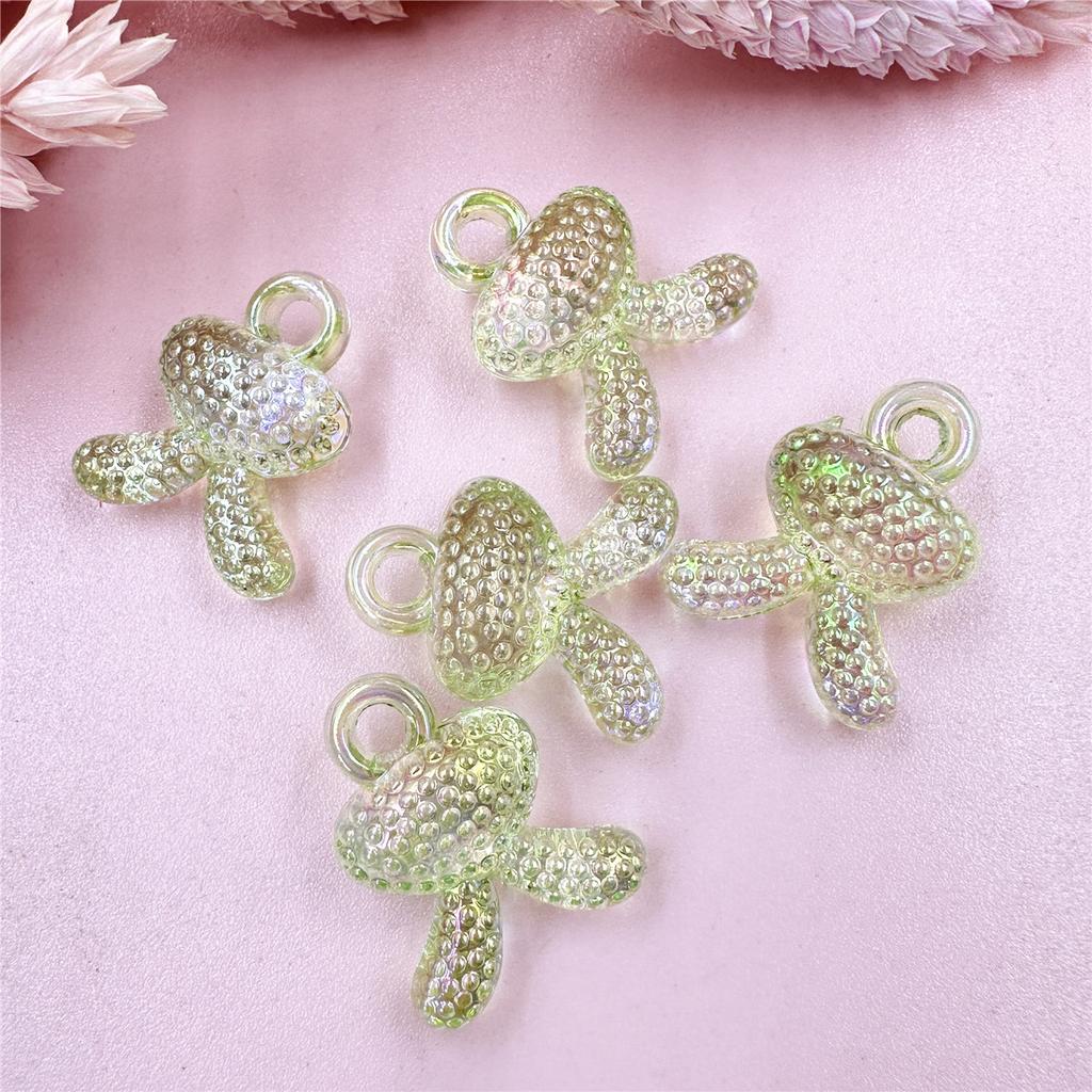 Transparent Colorful Jewelry Accessories Acrylic Exquisite DIY Bracelet Pendant Rabbit Head Beads Hanging Hole 17.5*21mm Plated UV 5Pcs