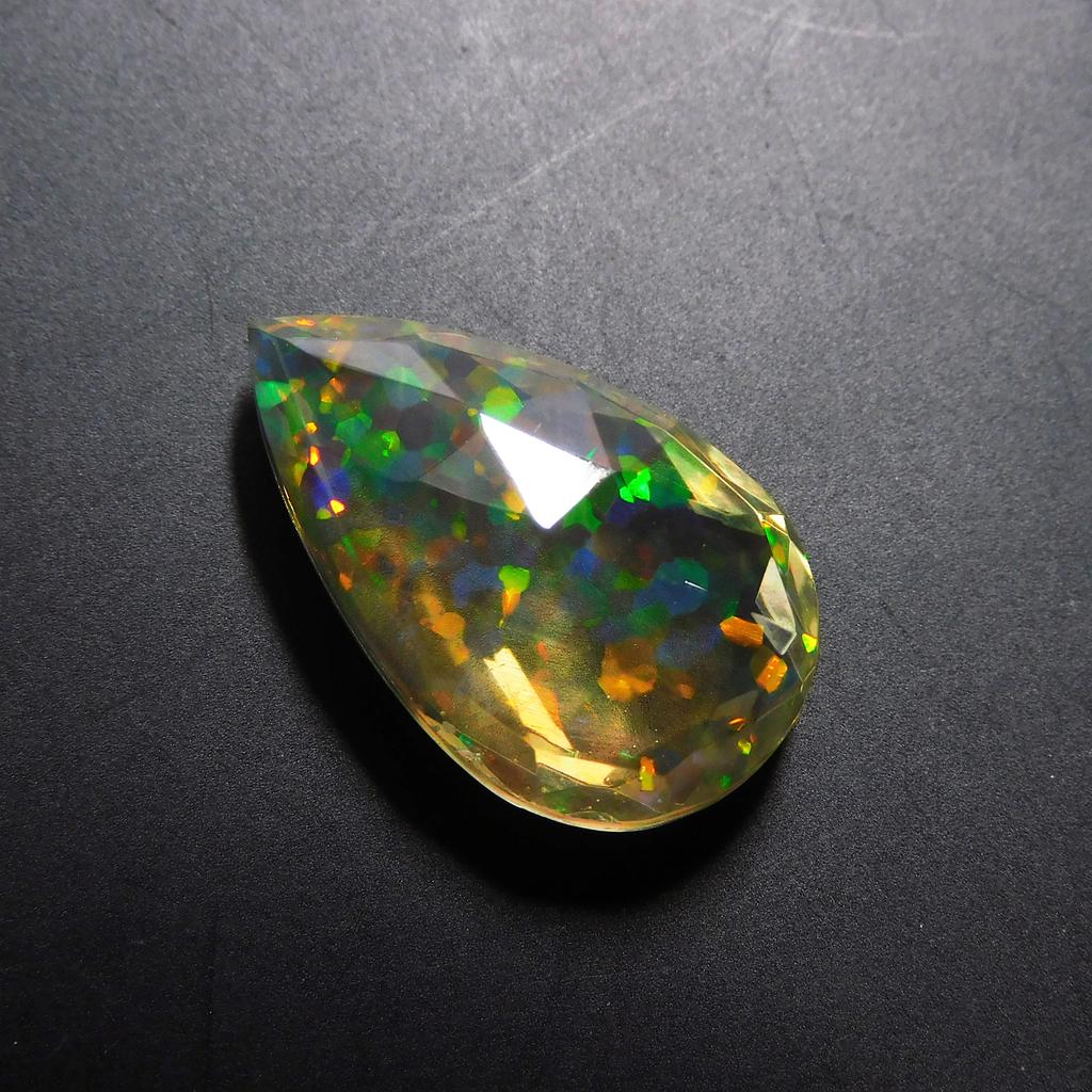 Opal 13.60 Ct Lab Created Pear Stunning Certified Loose Gemstone