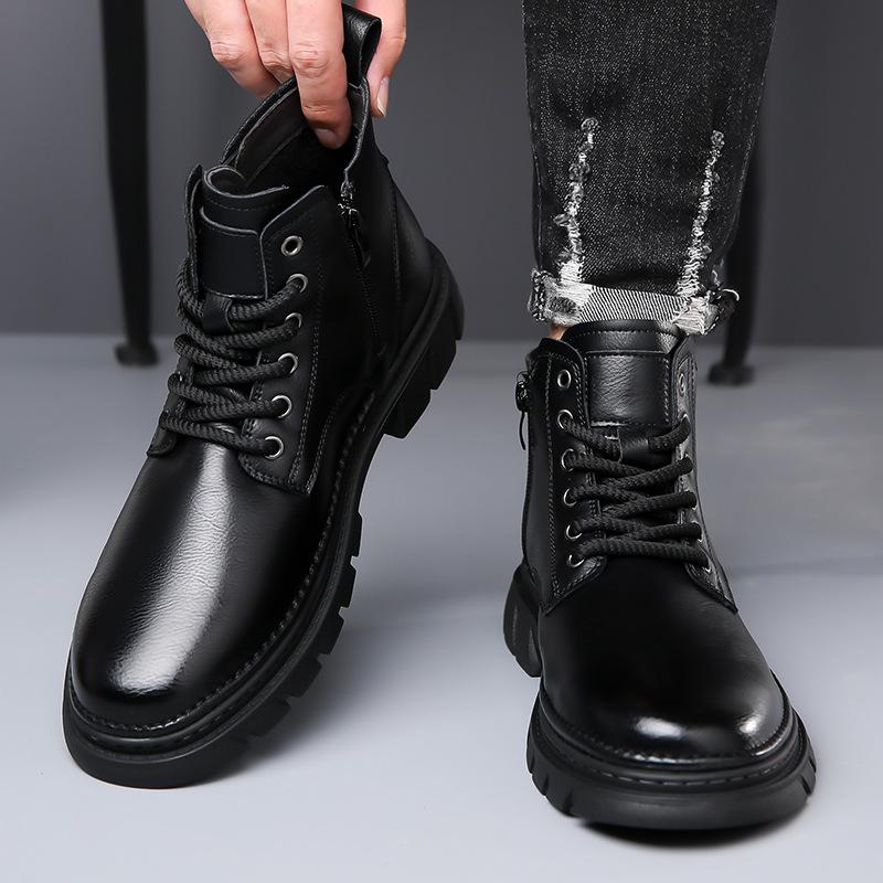 Winter Men's Thermal Boots High Top Warm Lined Anti-Slip Casual Shoes Retro Ankle Boots Non-Slip Comfortable Outdoor Snow Boots