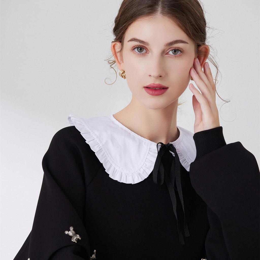 Chic Petal White Cotton Detachable Collar