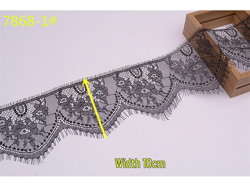 3m Black & White Eyelash Lace Fringe Trim for DIY Clothing - Multiple Styles, Non-Elastic, Soft Skirt Hem Decor.