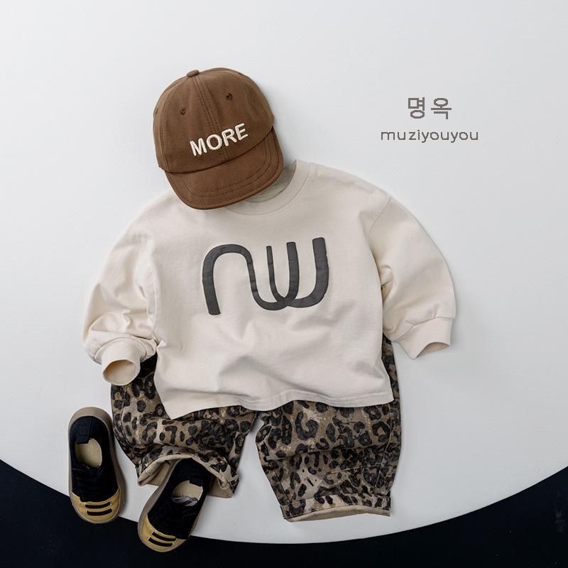 Kids Leopard Print Cotton Casual Loose Long Pants Unisex Boys Girls Fashion Trousers