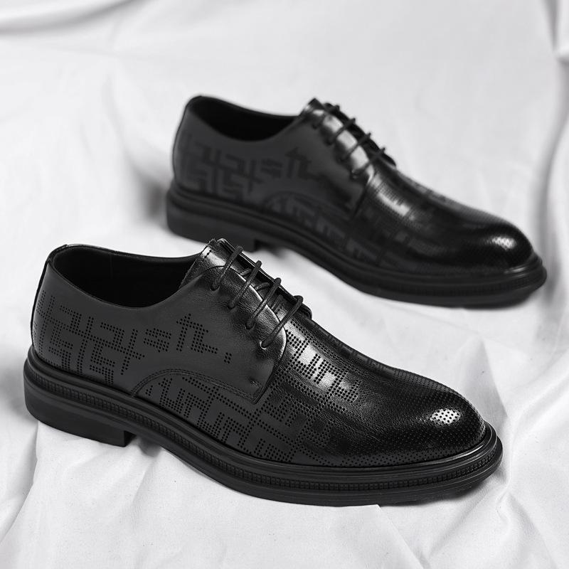 Leather Shoes Men's Summer Hollowed Out British Style Dress Men's Shoes Pointed Hole Shoes Trendy Men's Leather Shoes 2025