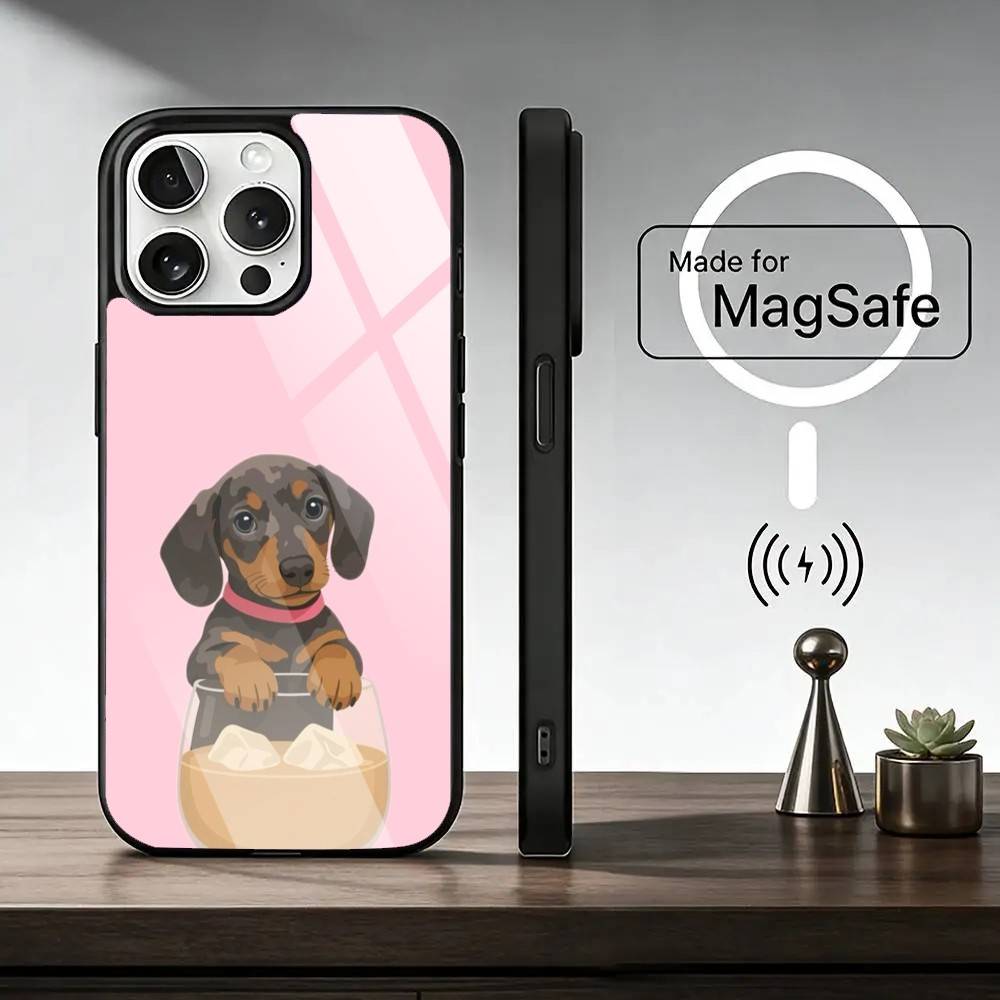 Cute Dachshund Bulldog Phone Case For iPhone17,16,15,14,13,12,11 Plus,Pro Magnetic For Magsafe Wireless Charging