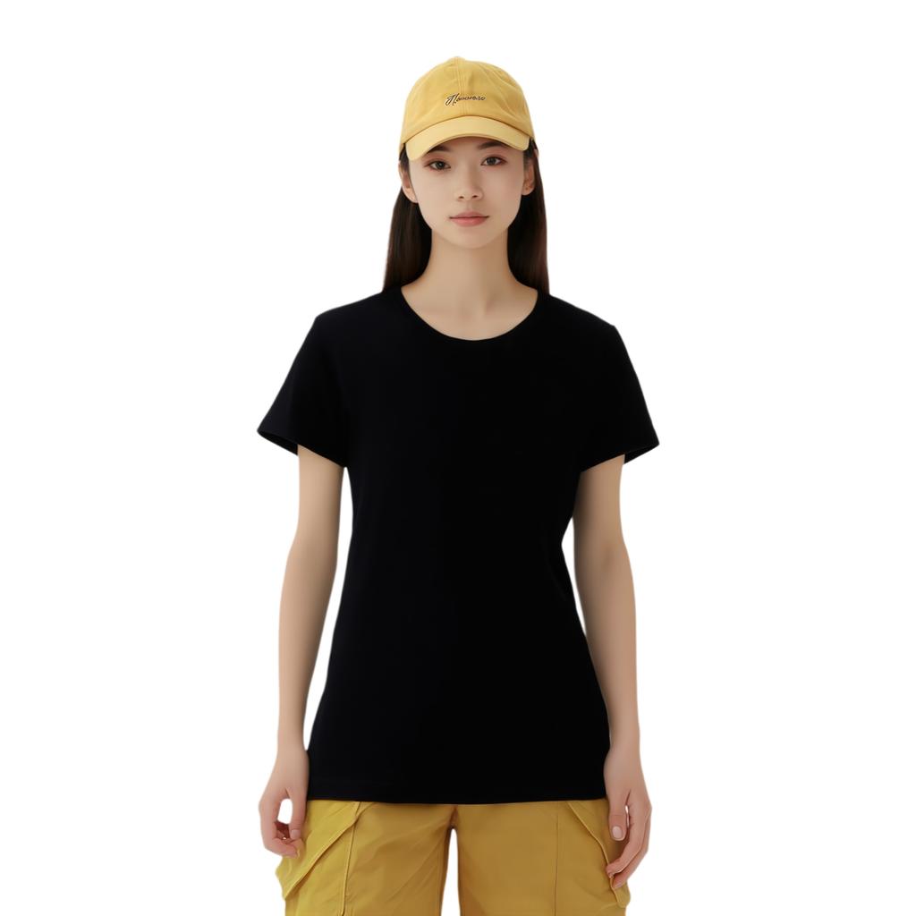 Moncler Round Neck Pullover Short Sleeve T-Shirt Women T-Shirts Black 8C73200V8058999
