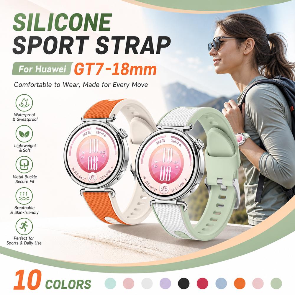 18mm Soft Silicone Replacement Strap For Huawei GT 7 6 41mm Waterproof Quick Release Sport Wristband Smartwatch Band Accessories