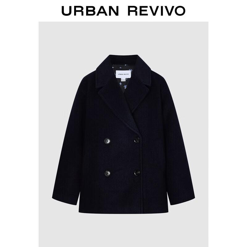 UR Women's Elegant Double-Breasted Loose Winter Coat