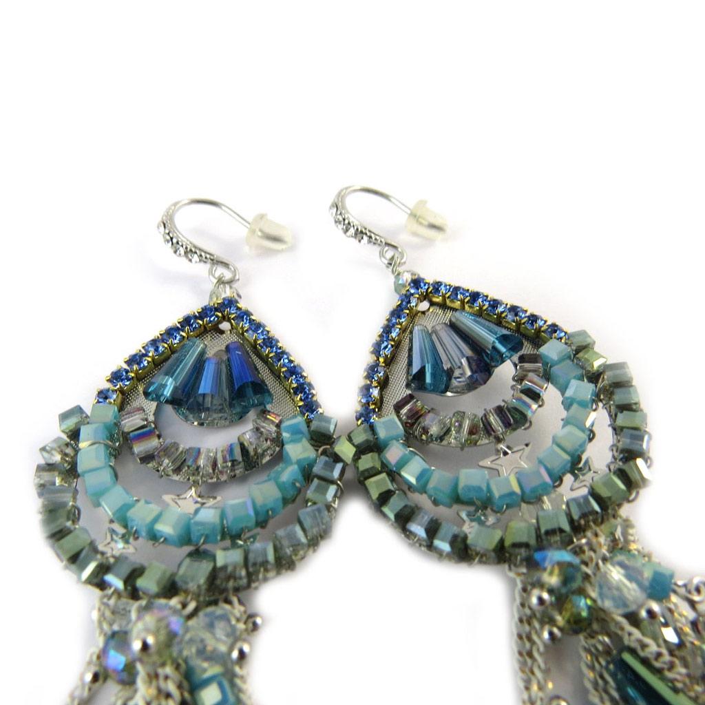 Lily-Crystal [P0225] - Boucles Créateur 'Sissi' bleu vert