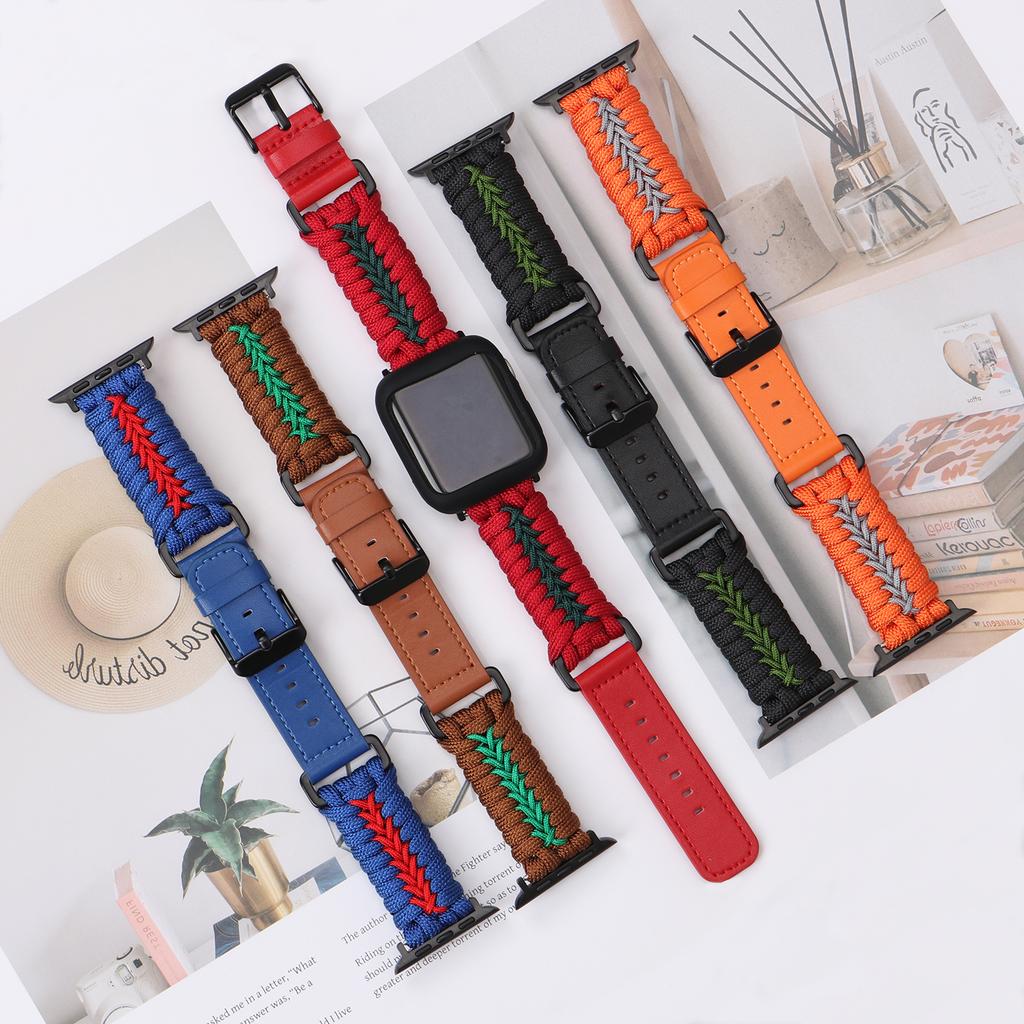 Watch Band for Apple Watch Series 10 9 8 7 SE 6 5 4 3 2 1 42mm 41mm 40mm 38mm Leather  Braided Rope Wrist Strap