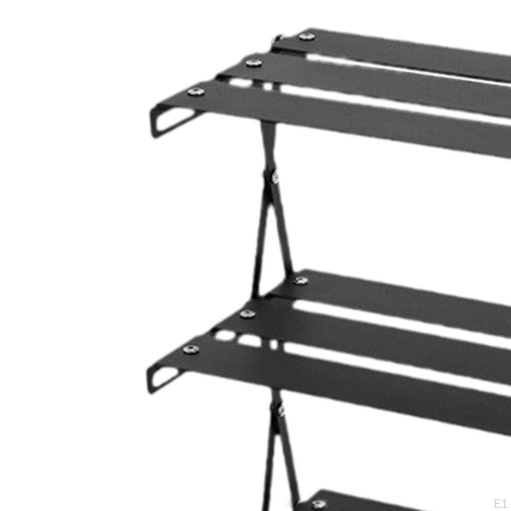 Camping Folding Storage Rack Organizer 3 Tiers Folded Metal Display Shelf for Outdoor